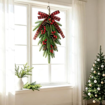 2Pcs 19.7-Inch Lighted Christmas Teardrop Swag for Front Door Decor - Variation of THIS listing