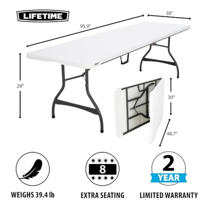 8-Foot Folding Table with Impact-Resistant Edges for Indoor and Outdoor Use