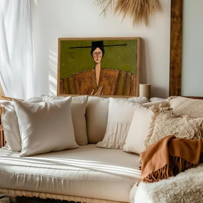 Vintage Western Cowgirl Wall Art - Framed Abstract Cowboy Canvas Print, 16x12 Inches - Cowboy-Z Variation