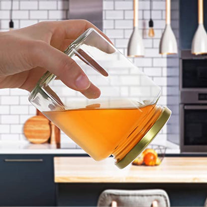 12oz Hexagon Glass Honey Jars with Gold Lids - 12 Pack - Variations of THIS listing