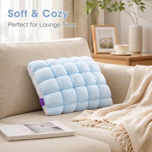 Gray Soft Cloud Sleeping Pillow with Cooling Ice Silk Cover - Fluffy Support