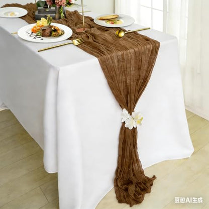 Brown Cheesecloth Table Runner 21x120 Inches - 3 Pack, Wedding & Party Decor