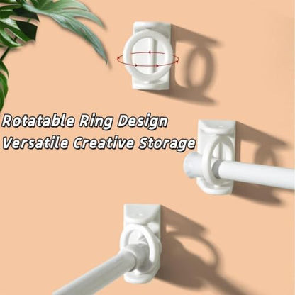4 Pack Black Adhesive 360° Rotating Towel Ring Hooks No Drilling