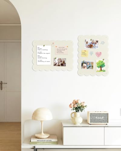 White Scalloped Edge Magnet Board 13x17in Ivory Wall Display Bulletin Board