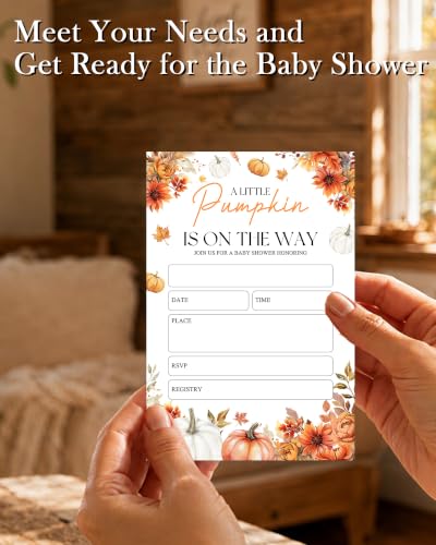 Fall Baby Shower Invitations with Pumpkin Design - Pack of 25