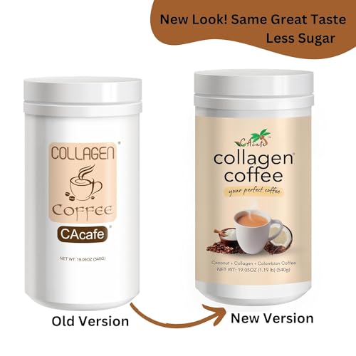 CAcafe Collagen Coffee | Coconut Infused Colombian Blend Coffee with Anti-Aging Collagen | Antioxidants & Natural Energy | 19.05oz