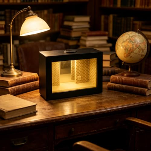 Wooden Shadow Box Frame with Mirrored Endless Display and Glass Front