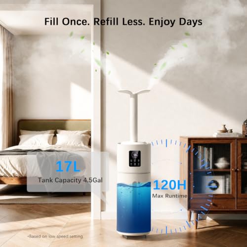 Honovos 17L Large Room Humidifier White with App & Remote - Cool Mist, Night Light