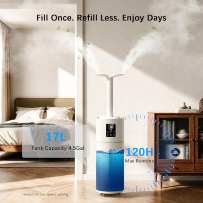 Honovos 17L Large Room Humidifier White with App & Remote - Cool Mist, Night Light