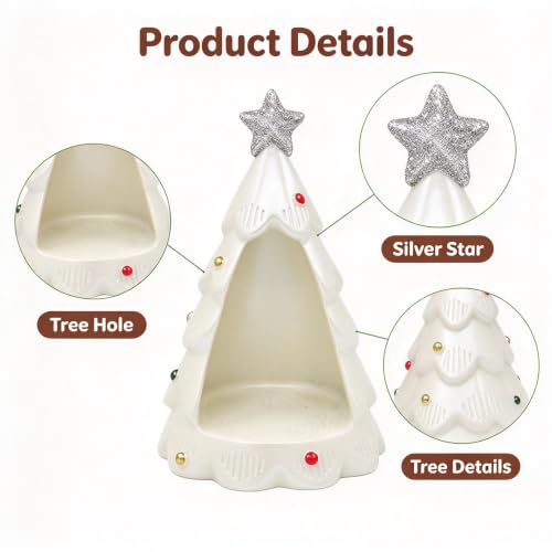 White Resin Christmas Tree House with Tree Hole - Holiday Decor, 5.4 Inch