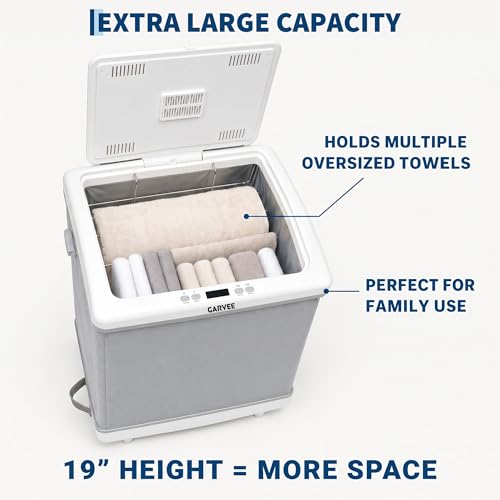 Gray Portable Folding Towel Warmer ABS Heated Bucket for Bathroom Travel