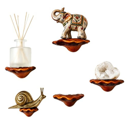 Resin Floating Mushroom Shelves Set - Rustic Wall Decor & Small Storage