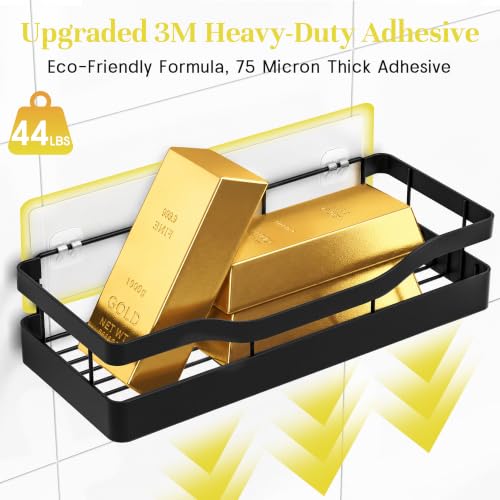 Heavy-Duty Black Shower Caddy Organizer with Adhesive Mount - RicheMake