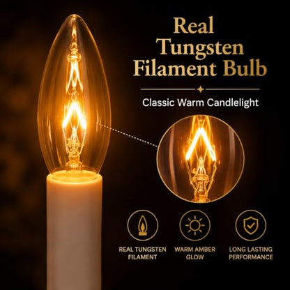 Gold 10 Pack Plug-in Electric Window Candles with Dusk to Dawn Sensor - Flameless Christmas Decor