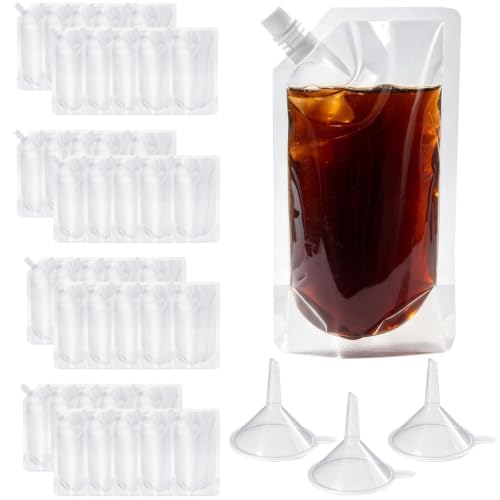 40 Pack Reusable Leak-Proof Plastic Drink Flasks with Funnels - 8oz
