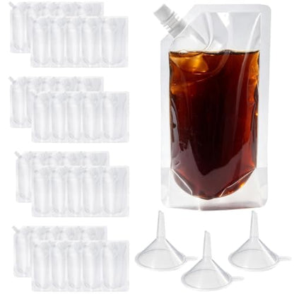 40 Pack Reusable Leak-Proof Plastic Drink Flasks with Funnels - 8oz