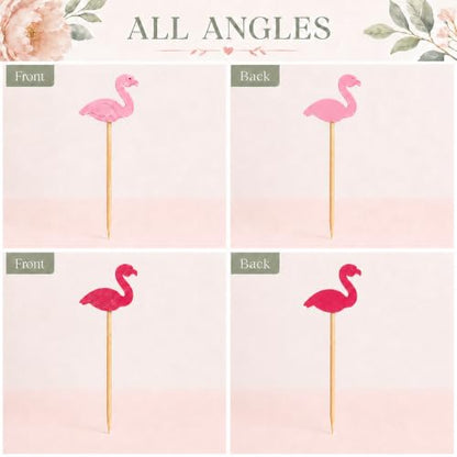 200pcs Flamingo Cocktail Picks - Decorative Bamboo Toothpicks for Appetizers & Drinks