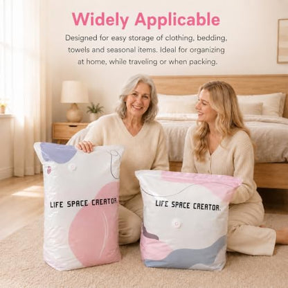 Medium Vacuum Storage Bags for Clothes & Bedding - No Pump Needed, Press & Seal, Airtight Closet Organizer