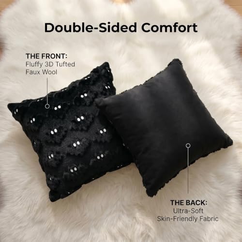 Halloween Pillow Covers 18x18 Inch - Black Bat Embroidery, Pack of 2 - Variation: Black1