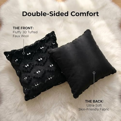 Halloween Pillow Covers 18x18 Inch - Black Bat Embroidery, Pack of 2 - Variation: Black1