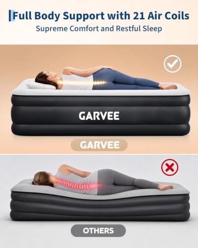 Twin Raised Inflatable Mattress with Built-In Pump - 20 Inch High, Supports 400 lbs