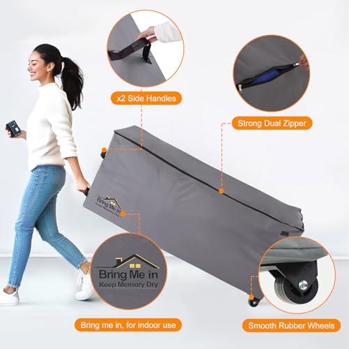 NettyPro Large Rolling Cushion Storage Bags with Wheels & Handle - 50L Grey