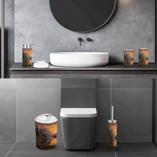 6-Piece Bathroom Accessory Set with Trash Can Dispenser Organizer