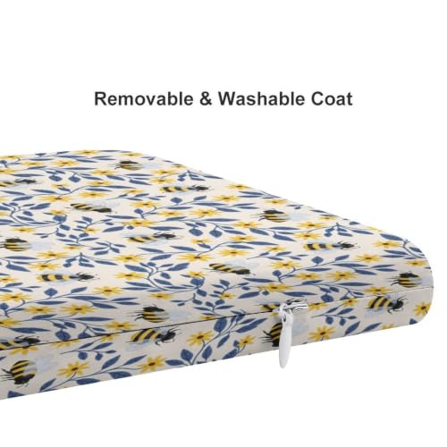 Bee in Flower Chair Cushion Yellow Floral Style-3 Supportive Seat Pad