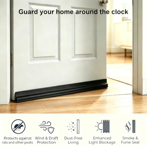 Heavy Duty Metal Door Draft Stopper - Black, 36 Inches, Pest & Insulation Barrier