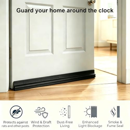 Heavy Duty Metal Door Draft Stopper - Black, 36 Inches, Pest & Insulation Barrier