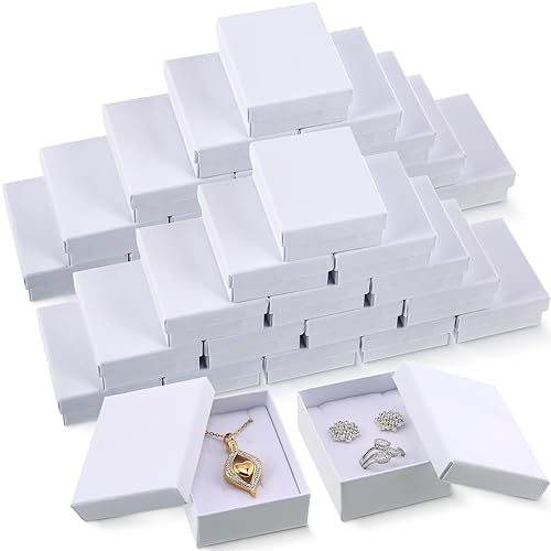 150 Pcs White Cardboard Jewelry Gift Boxes with Lids - Small Christmas Box - Equsion