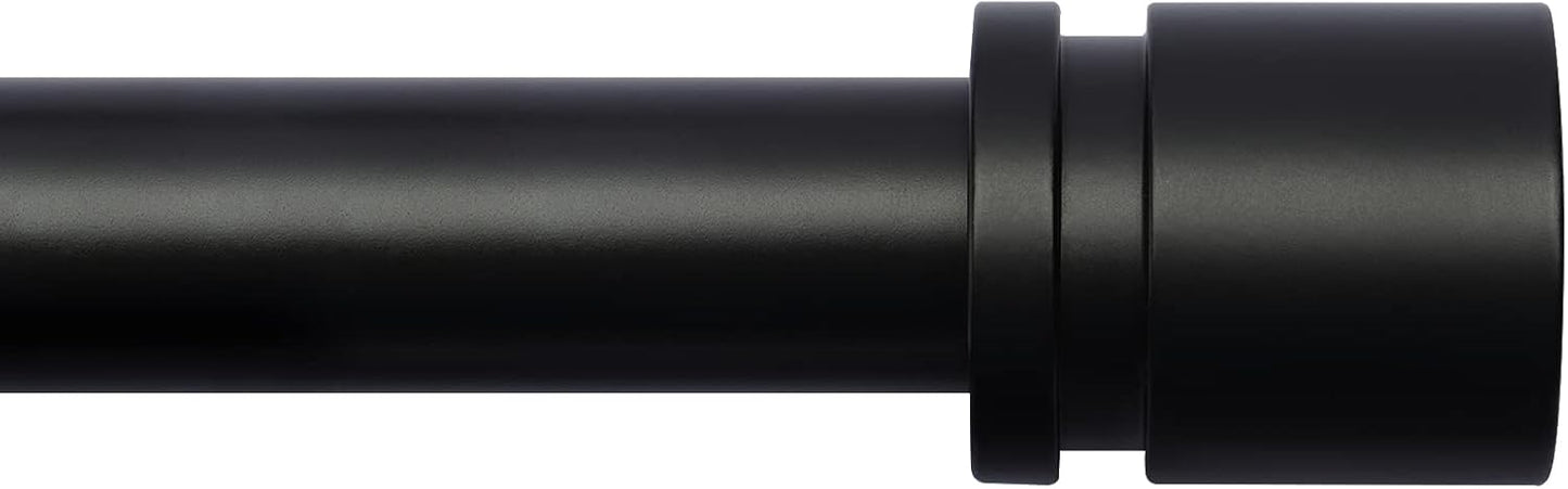 Byondeth Curtain Rods - Adjustable 16 to 120 Inches | 1 Inch Diameter with Black Aluminium Finials