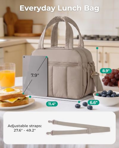 Insulated Puffy Lunch Bag - Black, Medium Size, Heat Retention & Lightweight
