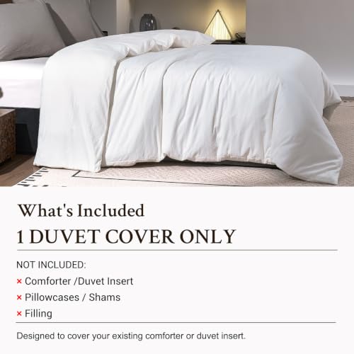 White King Size Cotton Duvet Cover - 100% Natural Breathable Bedding