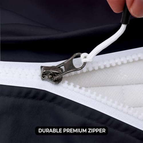 Queen Zip-On Fitted Bed Sheet Set 600 TC Egyptian Cotton Black - 18" Deep