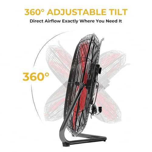 18-Inch Industrial Floor Fan with 5300 CFM, Wall Mount & Floor Use