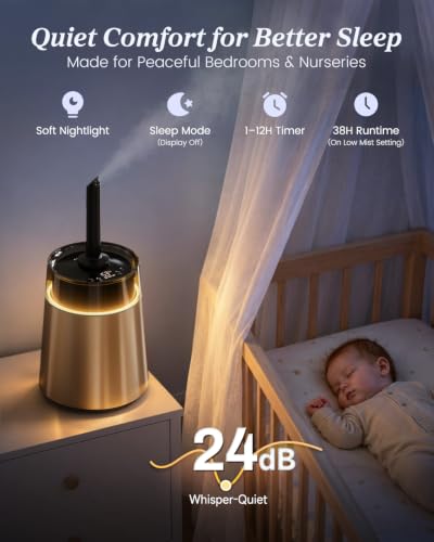 8L Stainless Steel Cool Mist Humidifier for Large Rooms - Rose Gold