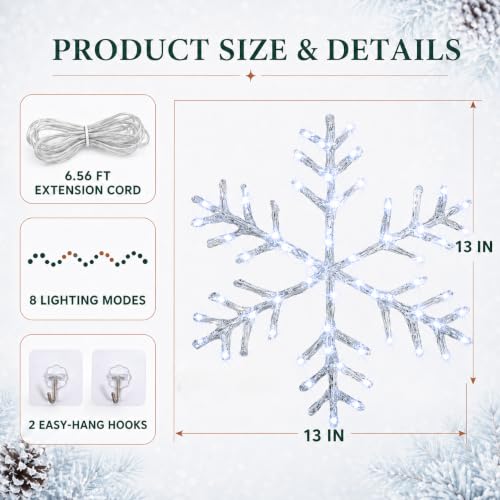 BRIGHTDECK 2 Pack Christmas Snowflake Window Lights - Cool White, Battery Operated