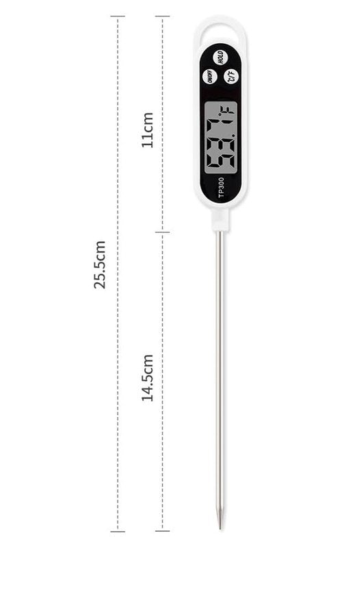 Digital Display Food Thermometer - 304 Stainless Steel Probe, Waterproof, Fast & Accurate Measurements