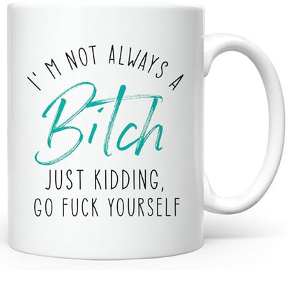 Funny Swear Word Mug - Hidden Secret Coffee Cup with Whit-Aqua Blue Variation