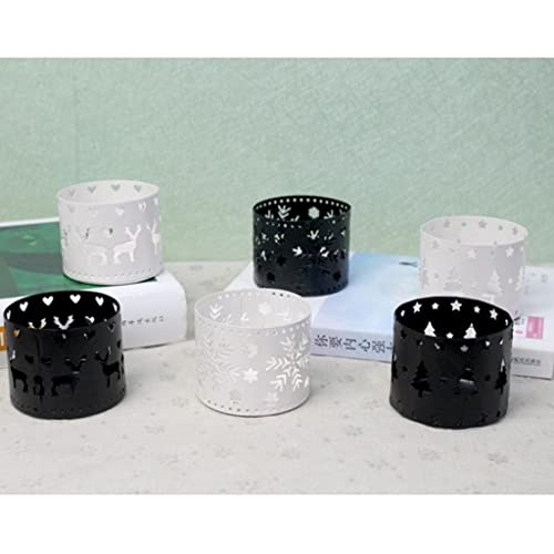 Christmas Iron Hollow Candle Holder Snowflake Design White Snowflake - Holiday Decor