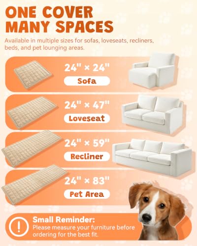 Khaki Couch Cover 24x47 Inches Non-Slip Washable Sofa Protector - The Pawbaby