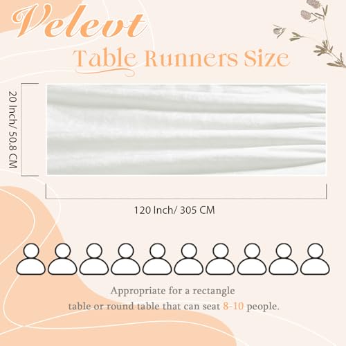 Velvet Ivory White Table Runner 20x120 Inch - Elegant Dining Decor