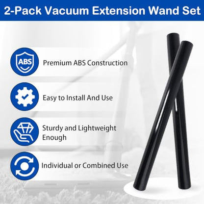 2-Pack Vacuum Extension Wands 1-1/4 Inch Fitting - 32mm Heavy Duty Lengthen
