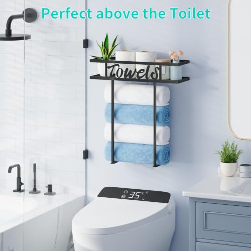 2-Tier Wall Mounted Towel Rack for Bathroom Above Toilet - Rust-Resistant Metal