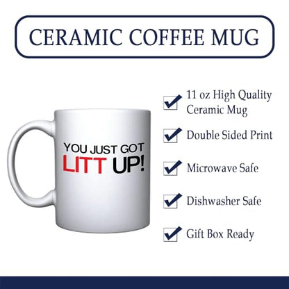 11 Ounce White Ceramic Coffee Mug - Funny You Just Got Lit Up Coolie Gift for Men and Women