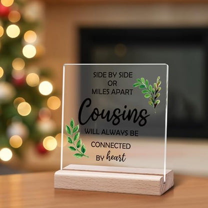 Cousin Gift Acrylic Desk Sign for Women - Sister Birthday & Holiday Decor