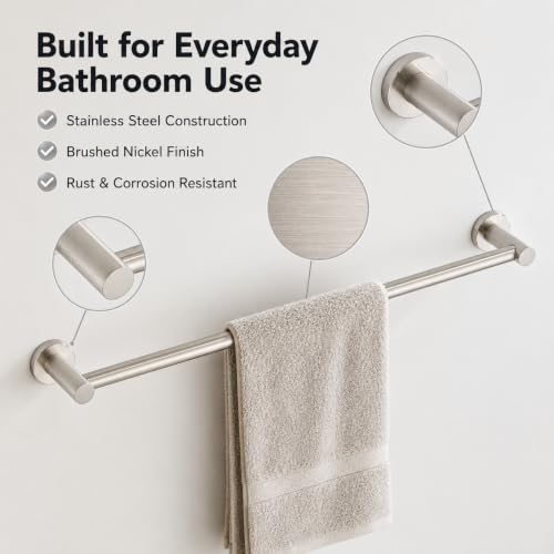 Brushed Nickel Bathroom Hardware Set 5 Piece SUS304 Stainless Steel Towel Rack