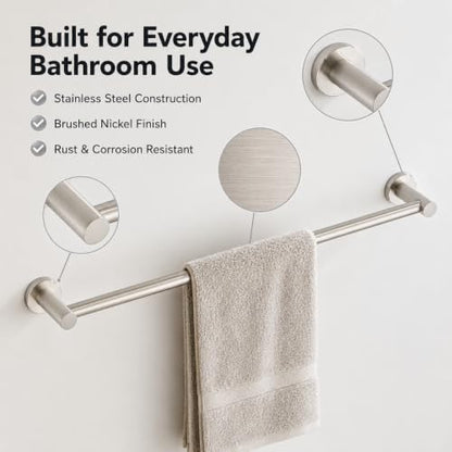 Brushed Nickel Bathroom Hardware Set 5 Piece SUS304 Stainless Steel Towel Rack