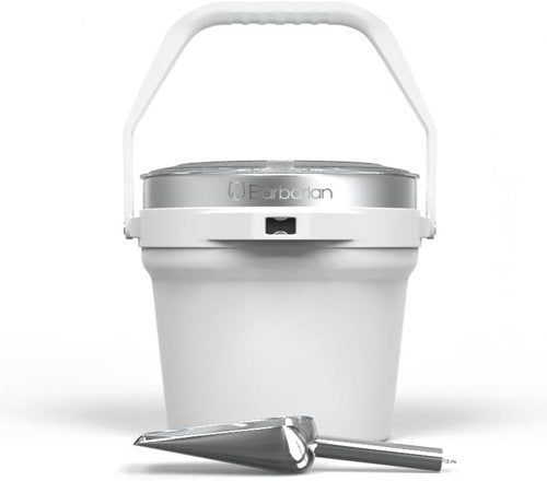 Barbarian Beverage Bucket, Double-Wall Vacuum Insulated Ice Bucket with Lid, Extra Large 7 Litre Capacity with Ice Scoop and Built-In Bottle Opener, White